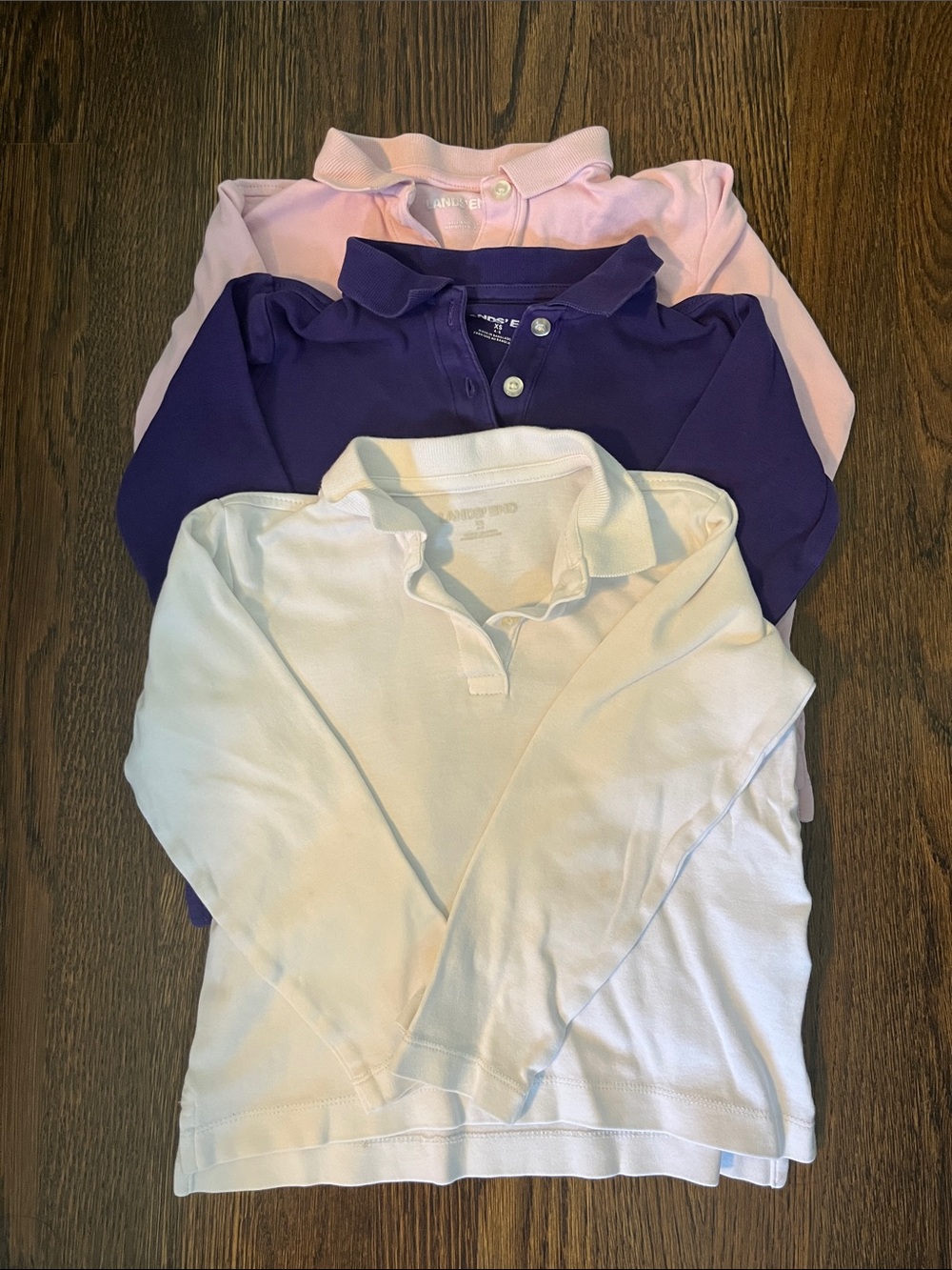 (Set of 3) Lands End Long-Sleeve Polo Shirts
